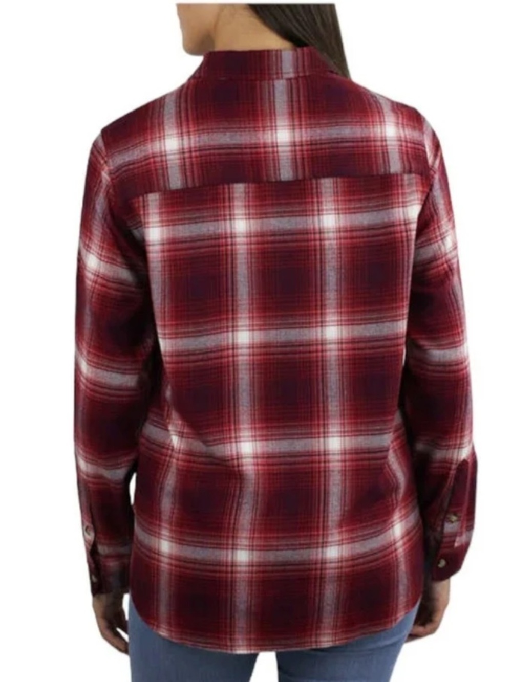 Jachs Girlfriend Women’s Red Plaid Soft Button-Up Flannel Shirt - Picture 3 of 9